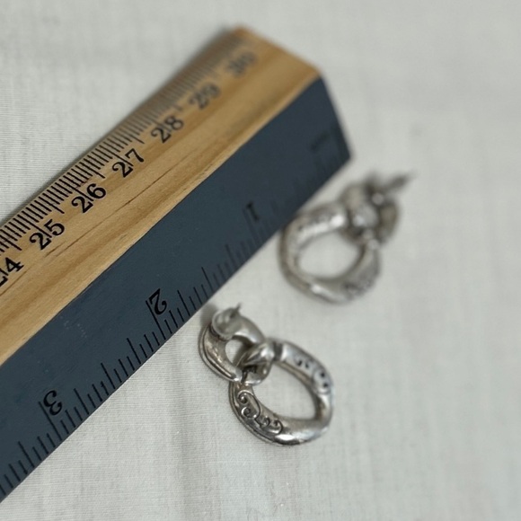 Brighton Double Loop Stud Earrings Dangle Silver Plated - Picture 7 of 7